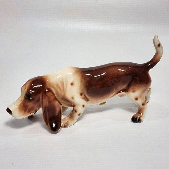 Kato Kogei Bassett Hound Dog Ceramic Figure - Picture 1 of 10